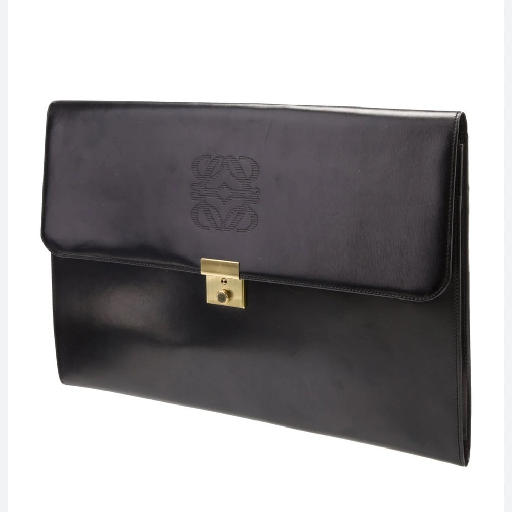 Loewe Vintage Auth Black Smooth Leather Unisex Briefcase/Documents Holder. MA75